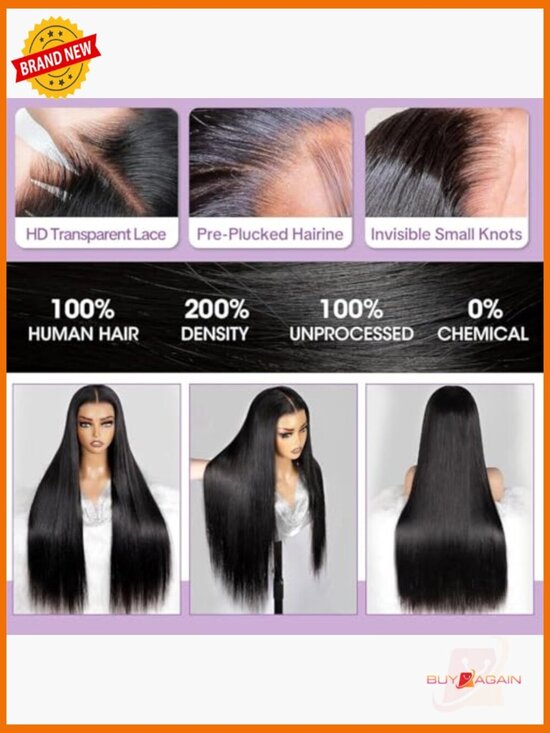 32 Inch 13x6 Lace Front Wig Human Hair 200% Density Straight HD Lace Frontal Wig
